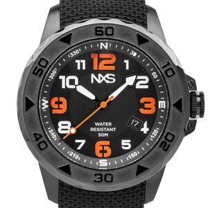 NWB NSX Watches Torstein Black Men's Sport Watch Bold Colored Luminescence
